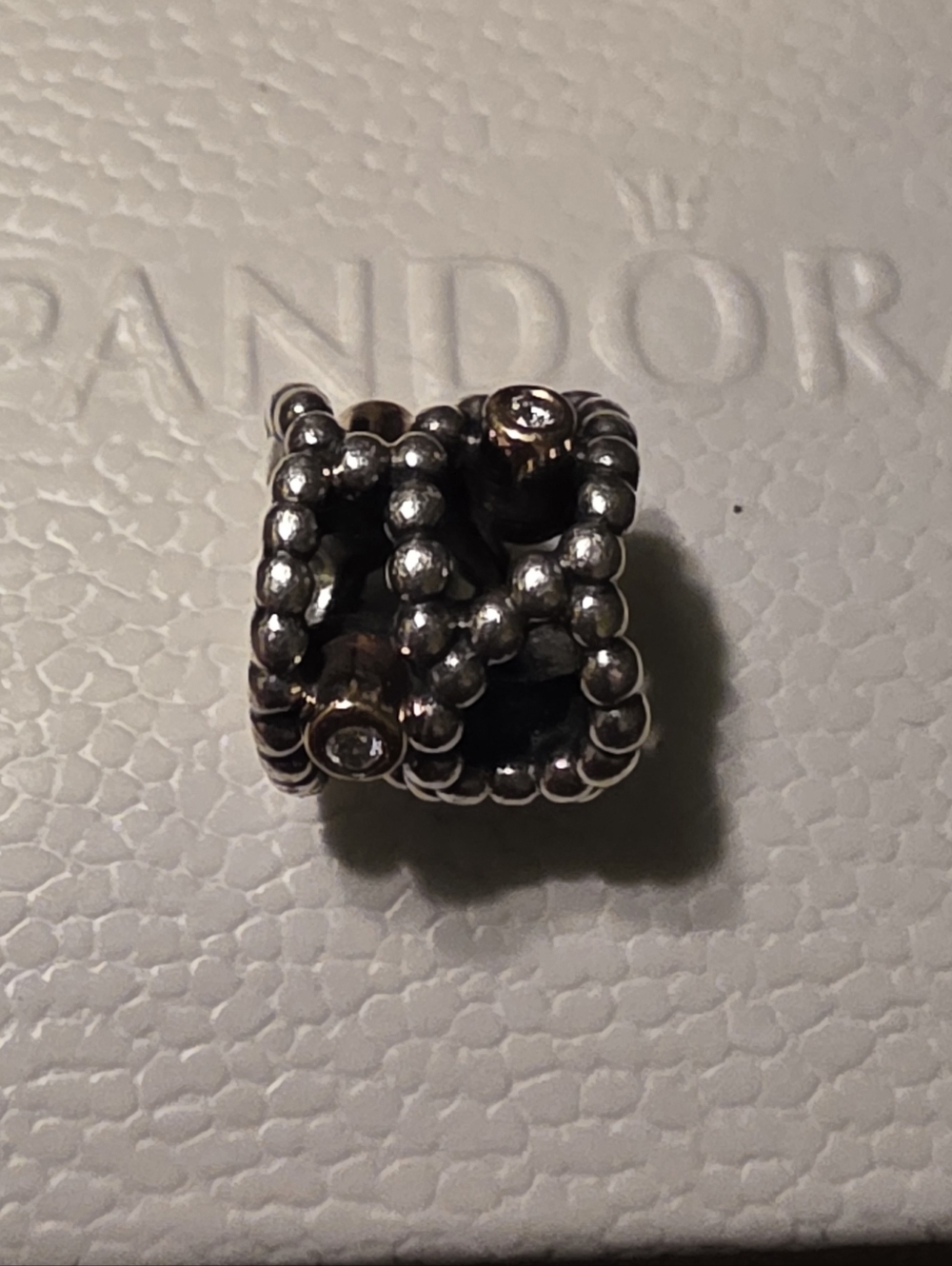 Retired PANDORA DIAMOND DELIGHT - Silver 14K Gold Settings With Real Diamonds - Picture 5 of 8